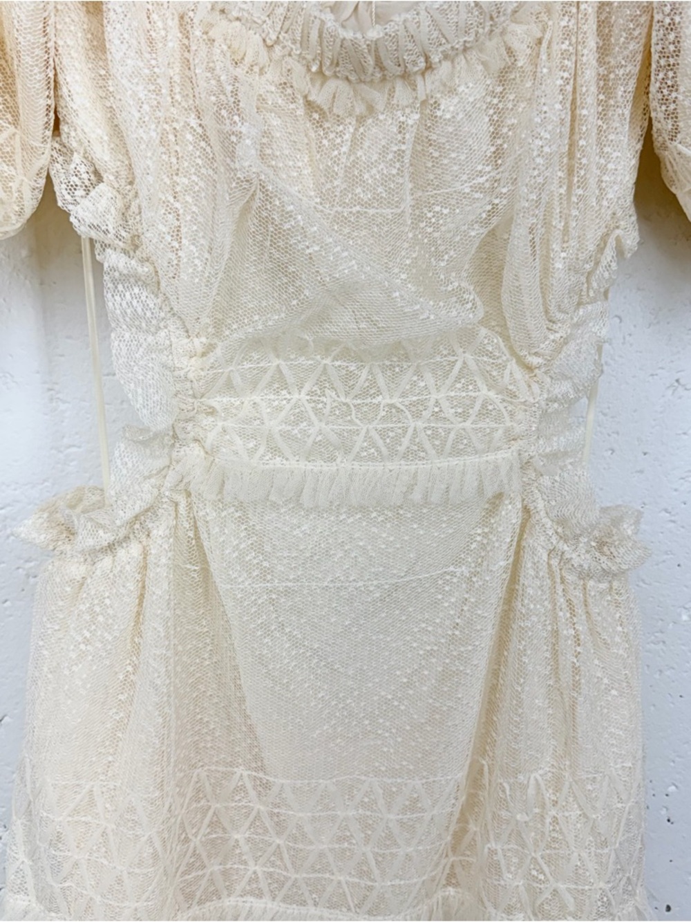 Skylar Rose Size Small Cream Lace off-shoulder Tiered Maxi Dress - Picture 5 of 16
